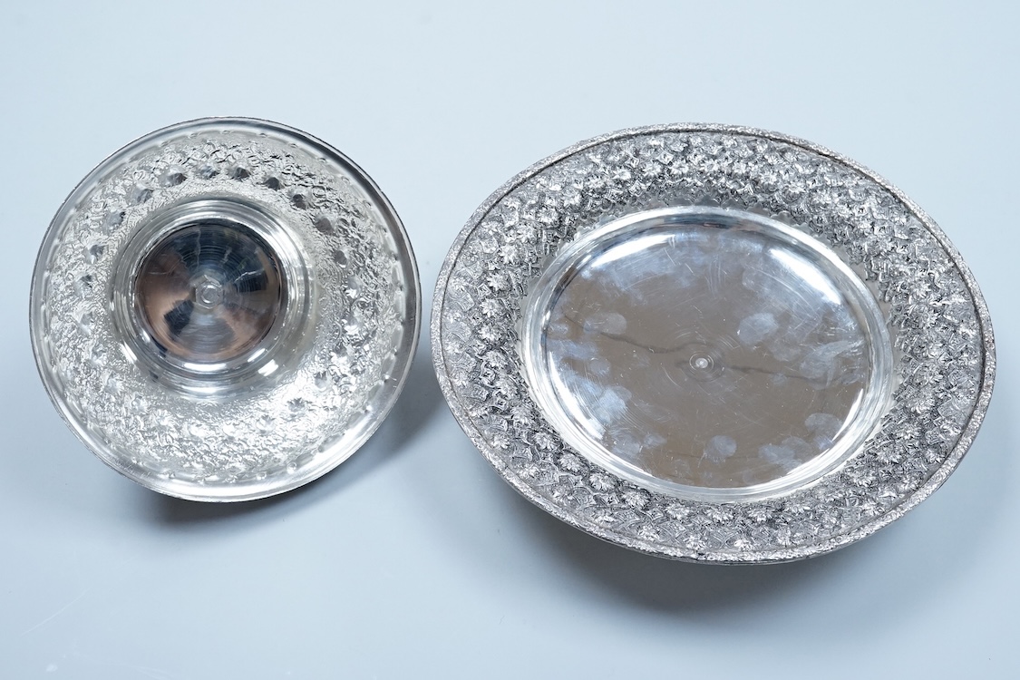 An Elizabeth II silver baluster christening mug, Wakely & Wheeler, London, 1965, with engraved inscription to the base, 10cm, together with two modern silver mounted photograph frames including a double and one other met